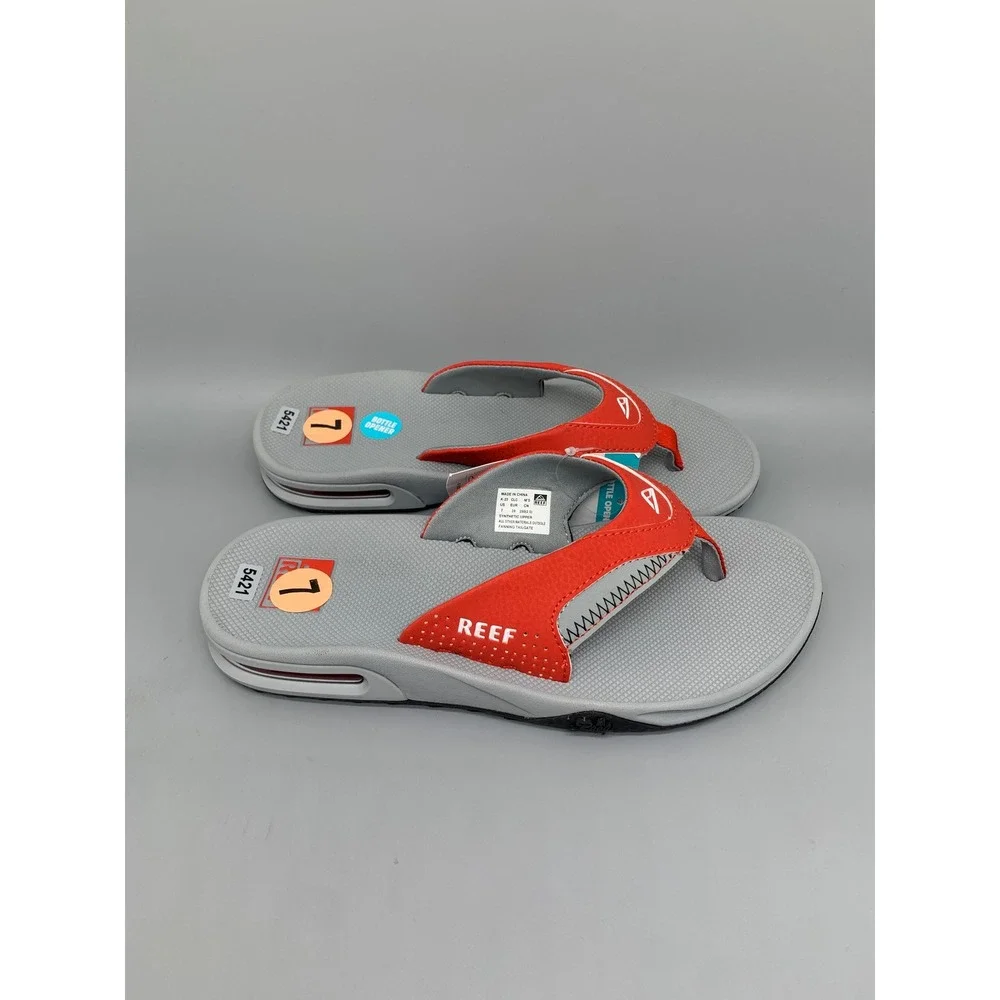 Reef Fanning Tailgate Gray Red Bottle Opener Sandals Men's Sz 7